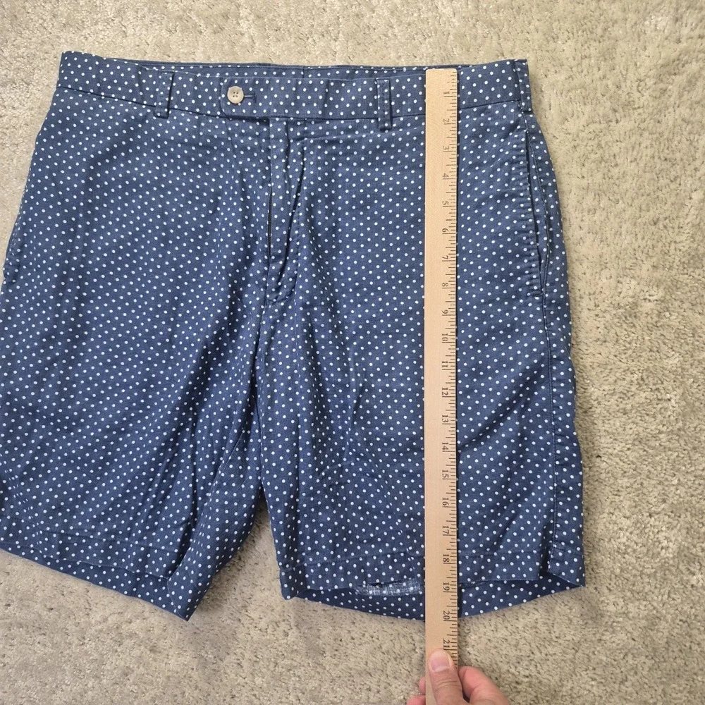 Peter Millar Shorts Mens ACTUAL 34 Blue Polka Dot Linen Blend Chino Coatal Beach